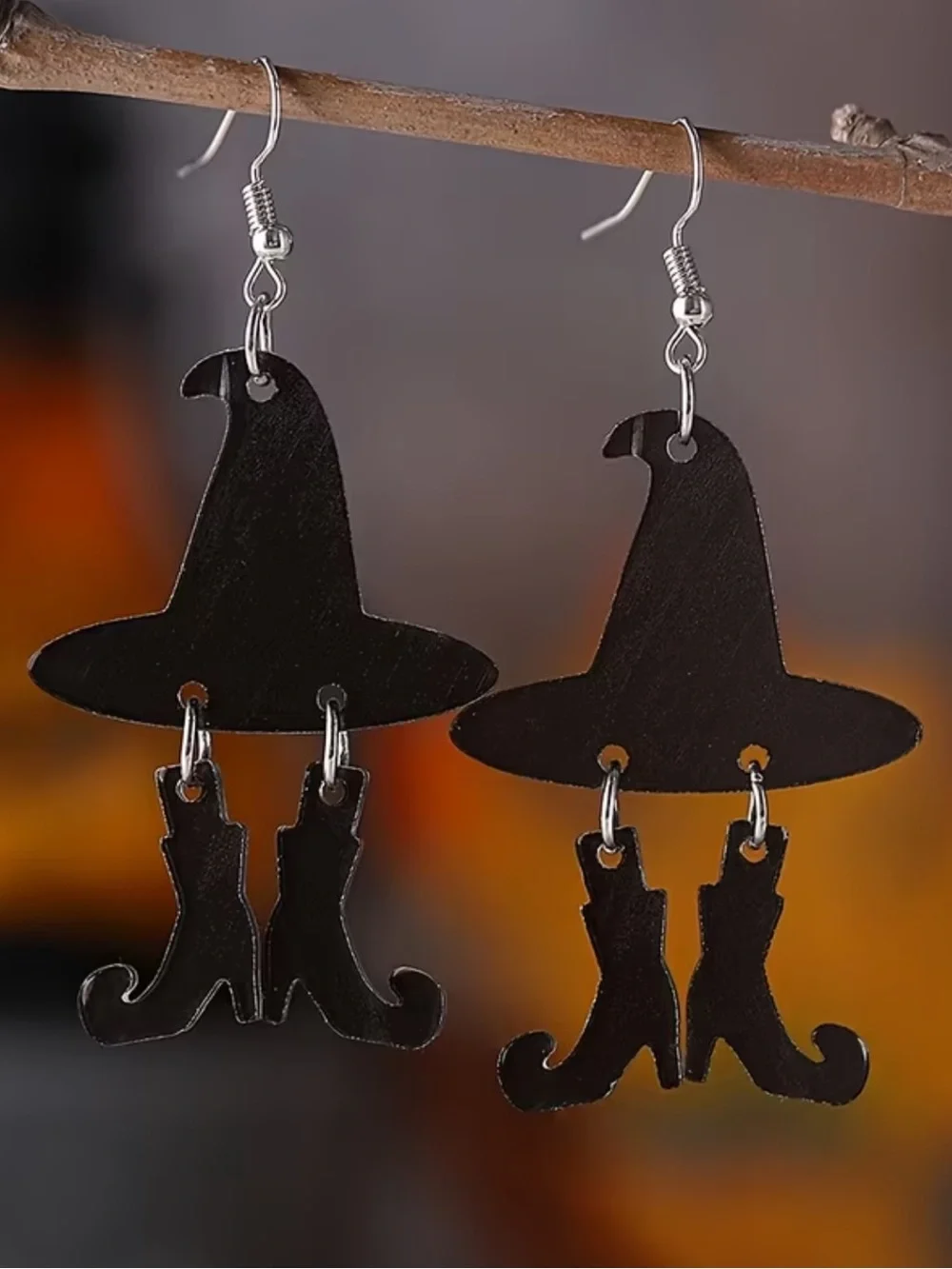 Black Witch Hat & Boots Dangle Earrings - Women Jewelry